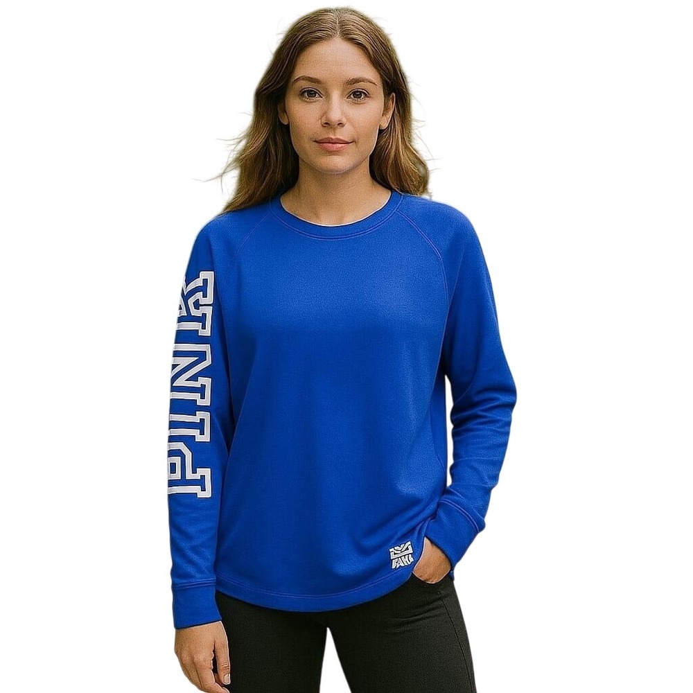 Victoria Secret PINK Raglan Activewear Shirt Long Sleeve Mesh Blue Oversized S‎